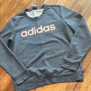 Adidas Charcoal Gray Sweatshirt with Light Pink Logo